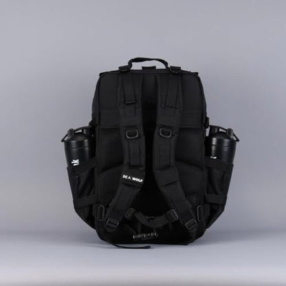 WOLFpak 45L Tactical Gym Backpack (Alpha Black) Durable 1000D Waterproof Oxford Material with MOLLE Webbing, Laptop Pocket & Dual Cup Holders, Durable Fitness/Travel/Military Daypack - color: Alpha Black