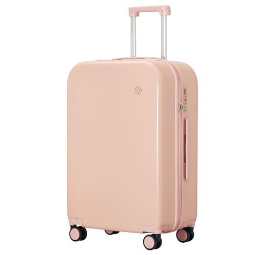 mixi Luggage Suitcase with Spinner Wheels, Hardside Rolling Suitcase PC with Cover & TSA Lock Lightweight Travel Case 24in Checked in, Pink - color: Pink, size: 24in Checked in