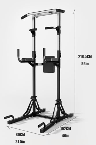 Foldable Power Tower Pull Up Bar And Dip Station, Multi-Function Strength Training Fitness Workout Station,Adjustable Height Dip Stand for Home Gym,600KG Load Capacity - color: Silver
