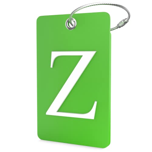 Shacke Luggage Tag Initial – Fully Bendable Tag w/Stainless Steel Loop (Letter Z) - color: Green, size: Letter Z