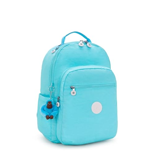 Kipling Women's Seoul Bts 15" Laptop Backpack, Durable, Roomy with Padded Shoulder Straps, Built-In Protective Sleeve - color: Poppy Aqua, size: 12.75''L x 17.25''H x 8''D