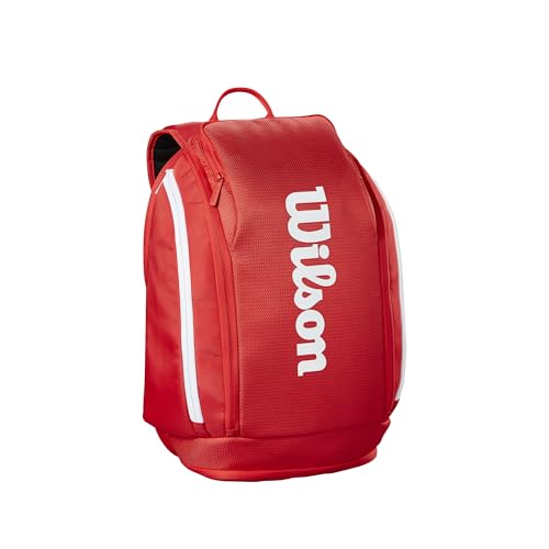 WILSON 2025 Super Tour Red Tennis Racket Bags - size: Backpack - Holds up to 2 Rackets
