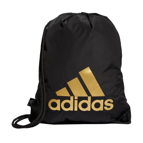 adidas Ready Sackpack – Drawstring Backpack Lightweight Small Gym Bag - color: Black/Gold Metallic/1.0
