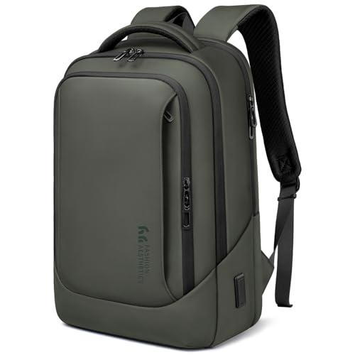 hk Laptop Backpack for Men with USB Charging Port Water-Resistant for 15.6 Inch Computer Bag Durable High-Tech Daypack Casual Backpack for Business Work College Weekender Travel- Green - color: Green, size: 15.6 inch