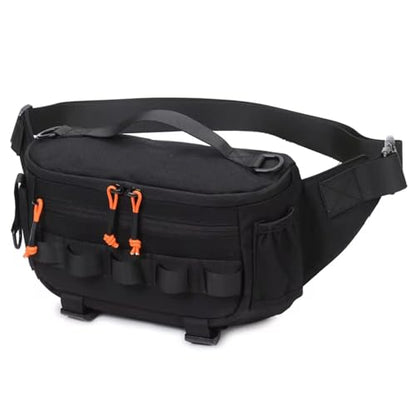 Waist Chest Backpack Outdoor for Men Women Fishing Sling Bag Hip Rig Cycling Camping Multifunctional Bag Travel Duffle Bag(Black) - color: Black