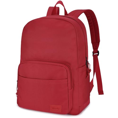 VASCHY School Backpacks, Lightweight Bookbag Schoolbag for Girls Casual Basic Simple Daypack for Women Red - color: Red