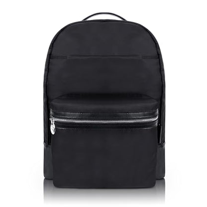 McKleinUSA N Series, Parker, Nano Tech-Light Nylon with Leather Trim, 15" Nylon Dual Compartment Laptop Backpack, Black (18555), One Size - color: Black