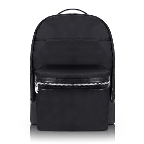 McKleinUSA N Series, Parker, Nano Tech-Light Nylon with Leather Trim, 15" Nylon Dual Compartment Laptop Backpack, Black (18555), One Size - color: Black