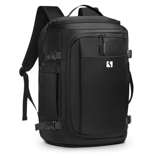 35L Travel Backpack 17" Laptop Backpack W/USB-C Port, Expandable Carry-On Bag, TSA Flight Approved Water-Resistant for Business College, Black - color: Black