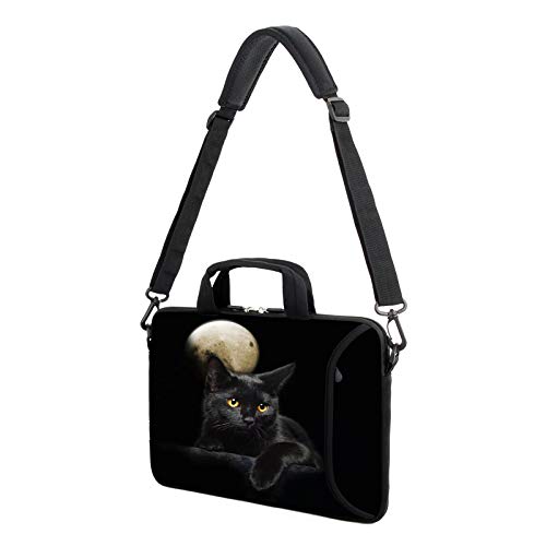 AMARY 14" 15" 15.4" 15.6" laptop sleeve chromebook case adjustable shoulder strap with handle accessory pocket for men women (Cat) - color: Cat
