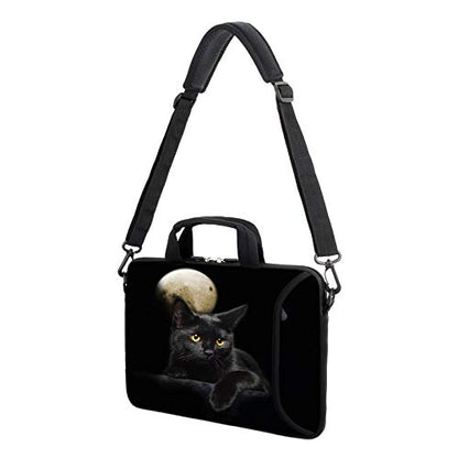 AMARY 14" 15" 15.4" 15.6" laptop sleeve chromebook case adjustable shoulder strap with handle accessory pocket for men women (Cat) - color: Cat