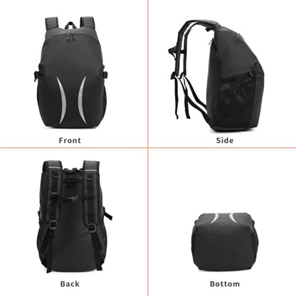 Motorcycle Helmet Backpack，15.6-inch Laptop Compartment, High Reflective Strips, Ideal for Riders’ Commuting & Fitness.