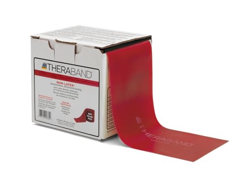 THERABAND Resistance Band, Gold, Max, 25-Yard Roll, Latex-Free, Elastic Band for Exercise, Physical Therapy, Yoga, Pilates, Stretching, Home Workouts, Color-Coded for Easy Resistance Levels - color: Red - Medium