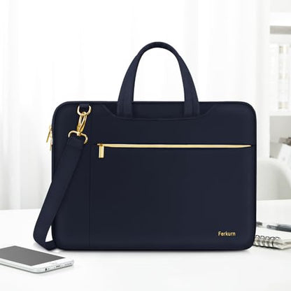Ferkurn Laptop Case Bag Women Men Computer Sleeve with Shoulder Compatible with HP/Inspiron/Thinkpad/Vivobook/MSI/Surface, 15.6 inch, Deep Indigo - color: Deep Indigo, size: 15.6 inch