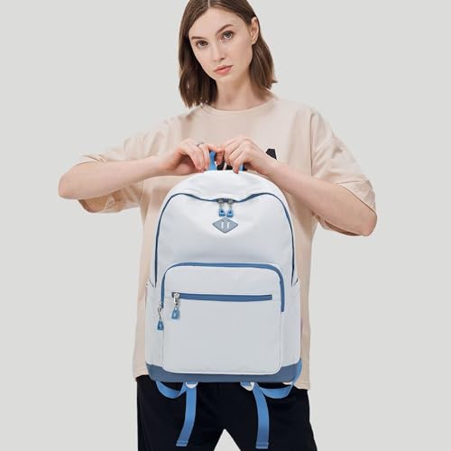 Lohol Classic Backpack for Girls Boys Teens, Lightweight Bookbag for School Travel College (Grey/Blue) - color: Grey/Blue
