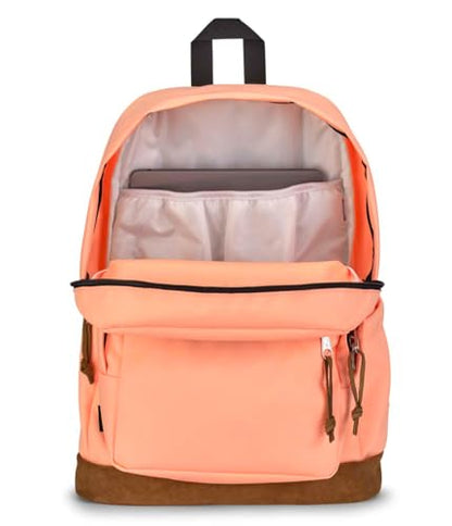 JanSport Right Pack Backpack - Durable Daypack with Padded 15" Laptop Sleeve, Spacious Main Compartment & Integrated Water Bottle Pocket - Peach Neon - color: Peach Neon