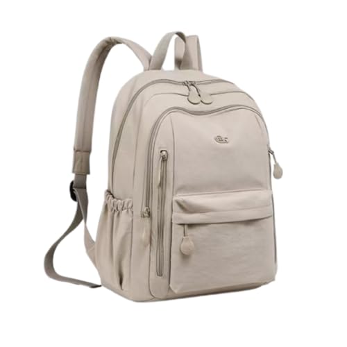 Casual Backpack, Multi-Pocket Design with Front Zipper Compartment (Light khaki) - color: Light Khaki