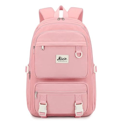 Laptop Backpack for Women College High Schoolbag Big Students Bookbags Large Multi pocket Travel Daypack Casual (Pink) - color: Pink
