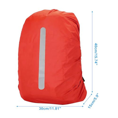 Waterproof Backpack Rain Cover with Reflective Straps - color: Red