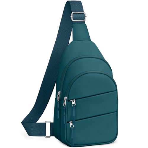 Tuwubi Crossbody Bags for Women, Sling Bag for Men, Small Hiking Backpack Anti Theft Lightweight for Outdoors Travel （M, Teal Blue） - color: Teal Blue, size: Medium