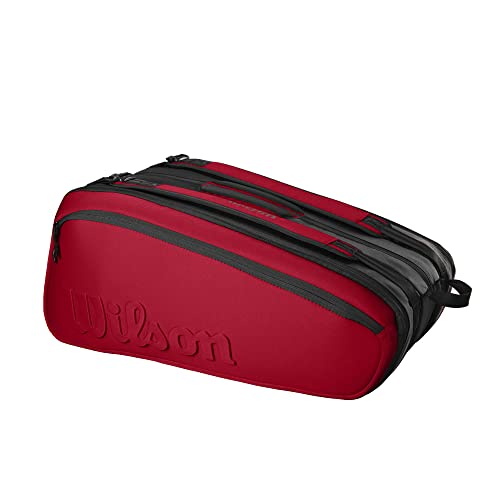 Wilson Clash V2 Super Tour Tennis Racket Bag - Red/Black, Holds up to 15 Rackets