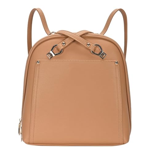 MMS Brands Miztique Daisy Convertible Backpack Purse for Women | Vegan Leather Shoulder Strap Bag or Convertible Backpack | (Camel) - color: Camel