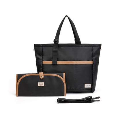 Diaper Bag Tote with Changing Pad, 20L Convertible Baby Bag with 12 Pockets and Insulated Bottle Holders, Crossbody Backpack for Travel, Black - color: Black