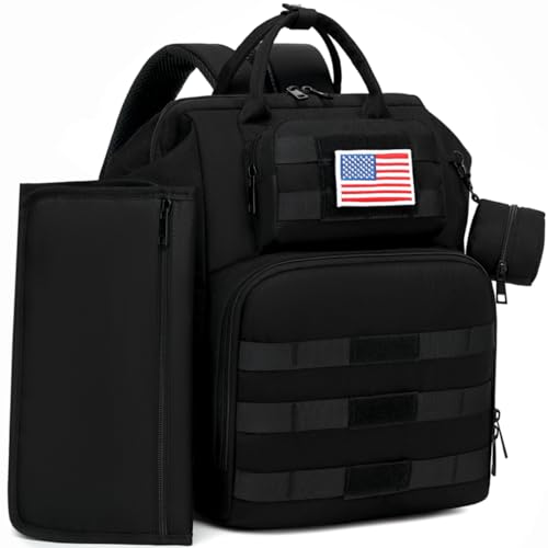ROSEGIN Diaper Bag Backpack for Dad and Men, Large Travel Baby Bag with Changing Pad, Pacifier Case, Removable Flag Patch - Baby Shower Gifts - Shadow Black - color: Shadow Black