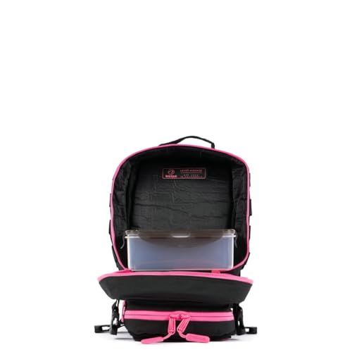 WOLFpak 9L Mini Meal Prep Management Backpack (Black Neon Pink) Lunch Box, Cooler, Travel, Insulated Bag, Daypack - color: Black Neon Pink