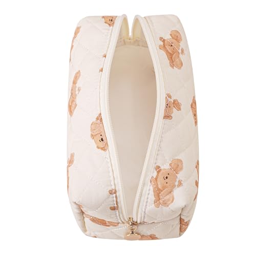 Cute Floral Makeup Bag Small Cotton Quilted Cosmetic Bag, Aesthetic Essential Bag Emergency Bag Gift for Women Girls Travel Accessories (Dog) - color: Dog