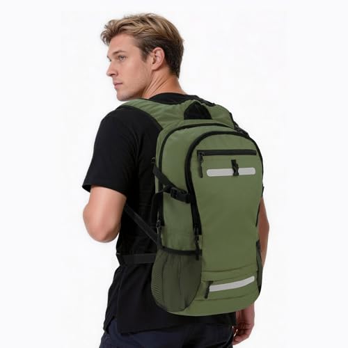 20L Hydration Backpack with 3L Water Bladder Water Backpack for Hiking Hydration Pack Insulated Daypack for Commuting Black - color: Army Green