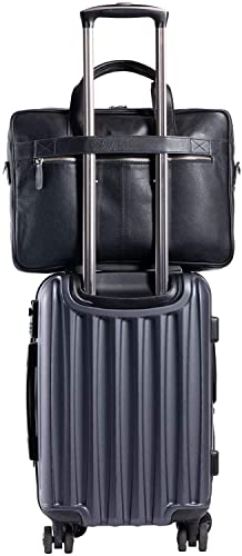Leather briefcase 18 Inch Laptop Messenger Bags for Men and Women Best Office briefcase Satchel Bag (Black) - color: Black