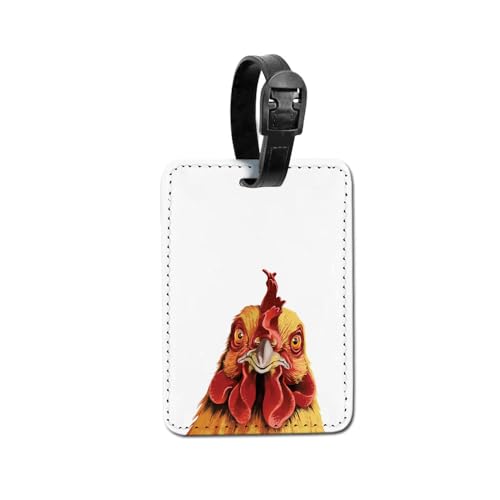WIRESTER PU Leather Luggage Tag Name Tag Bag Tag for Travel Suitcase Baggage Luggage - Cochin Chicken - color: Cochin Chicken