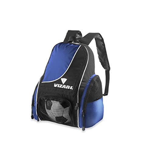 Vizari Solano Soccer Backpack With Ball Compartment and Vented Ball Pocket and Mesh Side Cargo Pockets for Adults and Teens - color: Royal