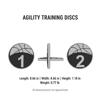 5-Pack Rubber Agility Training Discs with Numbers, Flat Speed Markers for Soccer & Basketball Drills, Low-Profile Cones with Mesh Carry Bag