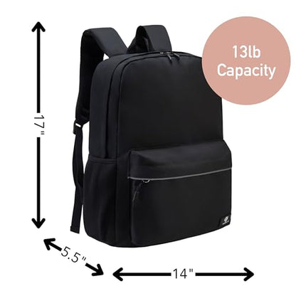 Fenrici Black Backpack for Girls, Boys, Teens, Kids' School Backpack, Kids' Bookbags with Padded Laptop Compartment, Black, 17 Inch - color: Black
