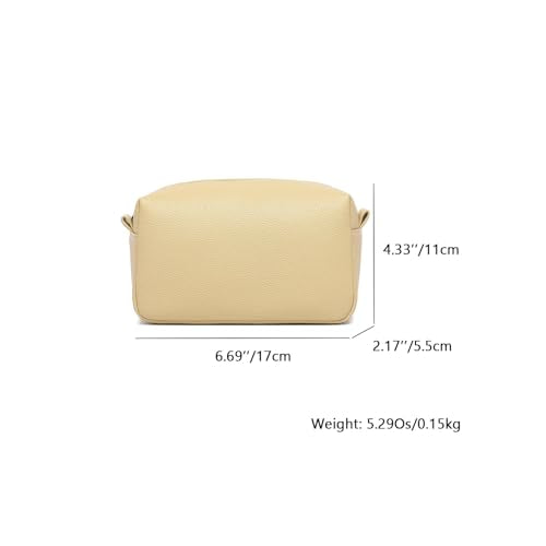 PU leather Organizer Bag Lightweight Cosmetic Bag with Ring Clasp Perfect Travel Makeup Bag for Women (Ground Lotus/PU) - color: Almond Yellow/PU