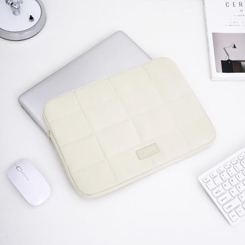 Puffy Laptop Sleeve 14 Inch Matte Beige, Waterproof Carrying Case Bag for Women, Fluffy Computer Case Compatible with MacBook Pro 14 Inch, MacBook Air M2 M1, Asus/Dell XPS/Lenovo - color: Matte Beige, size: 14-inch