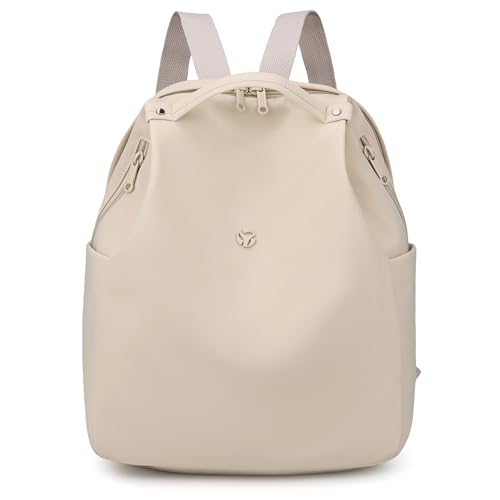 Mini Nylon Women Backpacks,Small Ladies backpacks Casual Lightweight Shopping Travel Daypack (Beige) - color: Beige
