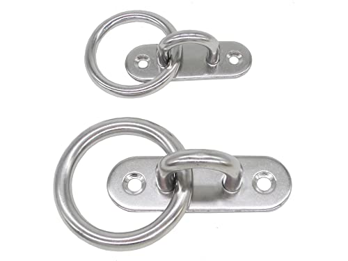 Stainless Steel Ceiling Hooks & Wall Hangers with Rings - Heavy Duty M6 Screw Mount, Rust-Proof Anchor Straps for Garage, Outdoor, Storage (4-Pack) - size: M6 With Ring