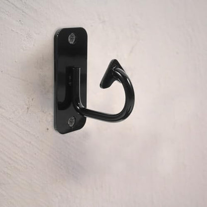 Cabilock Yoga Hammock Wall Anchor Hooks, Heavy Duty Black Pilates Fixed Hooks for Home Gym Strength Training, Resistance Band and Battle Rope Strap Ceiling Hangers