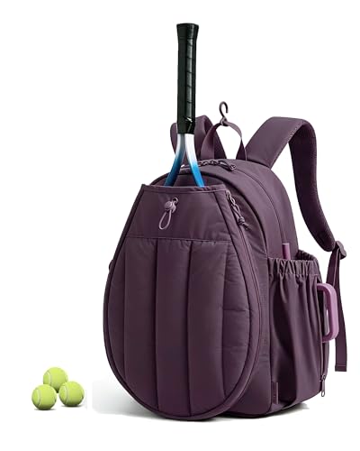 BAGSMART Tennis Gym Bag for Women, Tennis Backpack Holds 2 Rackets with Shoe Compartment, 15.6" Laptop Gym Backpacks for Court, Off-work, Everyday & Overnight Weekend - color: P-Blackberry Purple, size: Tennis Backpack
