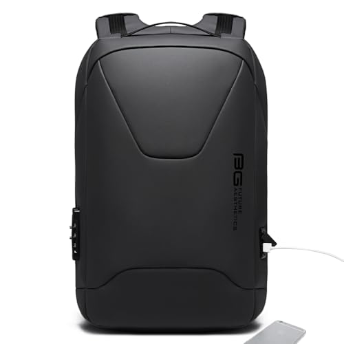 BANGE Anti-Theft Business Laptop Backpack, 15.6 Inch Lock Travel Backpack, Water-resistant Zippers with USB Charging Port, 16L Computer Bag for Men & Women