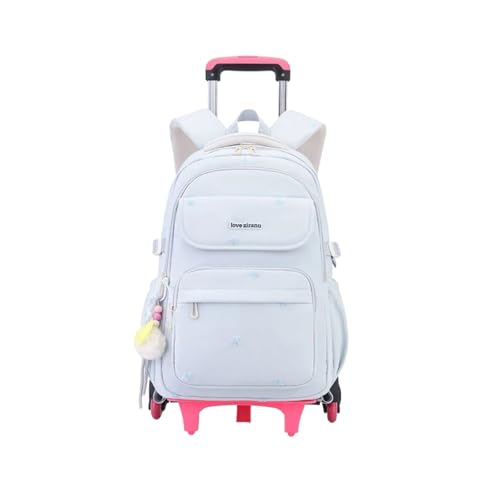EKUIZAI Solid Girls Rolling Backpack for Kids Roller Bookbag with Wheels for Middle School Students Girls Trolley Backpack, Blue - color: A-6-wheel Blue, style: 6 Wheels