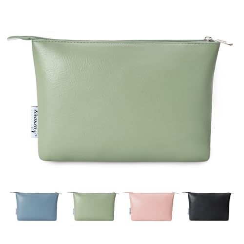 Narwey Small Makeup bag for Purse, Small Makeup Pouch for Purse Cosmetic Bag with Zipper, Cute PU Leather Make up Pouch for Women Girls (Mint Green) - color: A-Mint Green