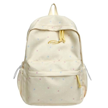 Cute Aesthetic Backpack Y2K Simple Heart Star Print Kawaii Backpacks Travel Laptop Rucksack Backpack for Women (Yellow) - color: Yellow