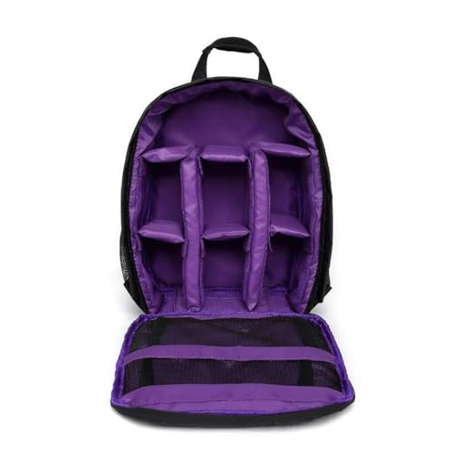 Multifunctional Camera Backpack Video Digital DSLR Bag Waterproof Outdoor Camera Photo Bag Case for DSLR Camera - color: Purple