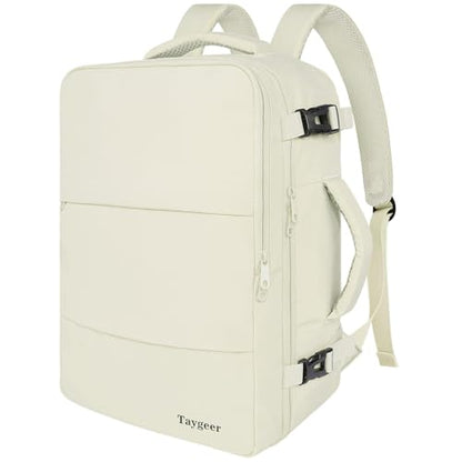 Taygeer Travel Backpack for Women, Carry On Backpack with Shoe Pouch, TSA 15.6" Laptop Back Pack Flight Approved, College Gym Bag Casual Daypack for Weekender Business Hiking,Beige | TSA 15.6" Laptop Back Pack Flight Approved, College Gym Bag Casual Daypa