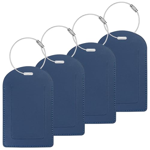 Gloppie Luggage Tags for Suitcases 4 Pack TSA Approved Suitcase Tags for Luggage Easy to Write On Dark Blue - color: Dark Blue