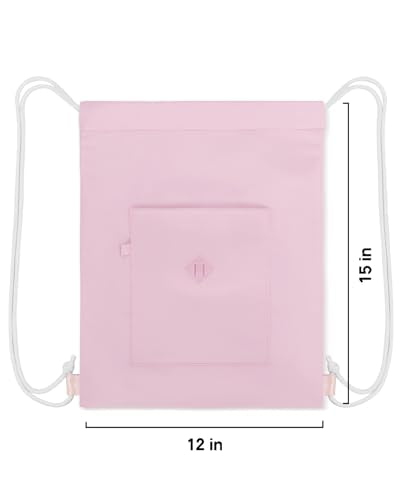 BAVELOE Drawstring Backpack Sports Gym Sackpack with Pockets Water Resistant Cinch String Bag for Women Men（Pink） - color: Pink